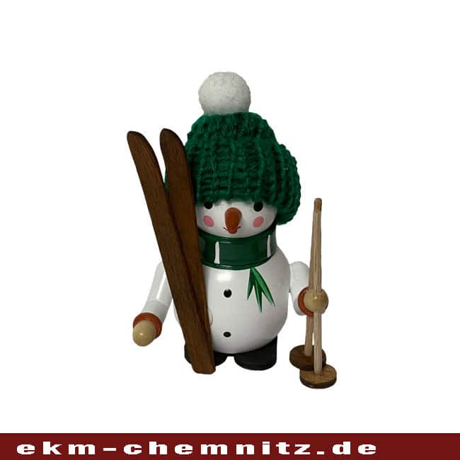 Schneemann-drechselfigur-mit-muetze-richard-mit-ski-claudia-lorenz