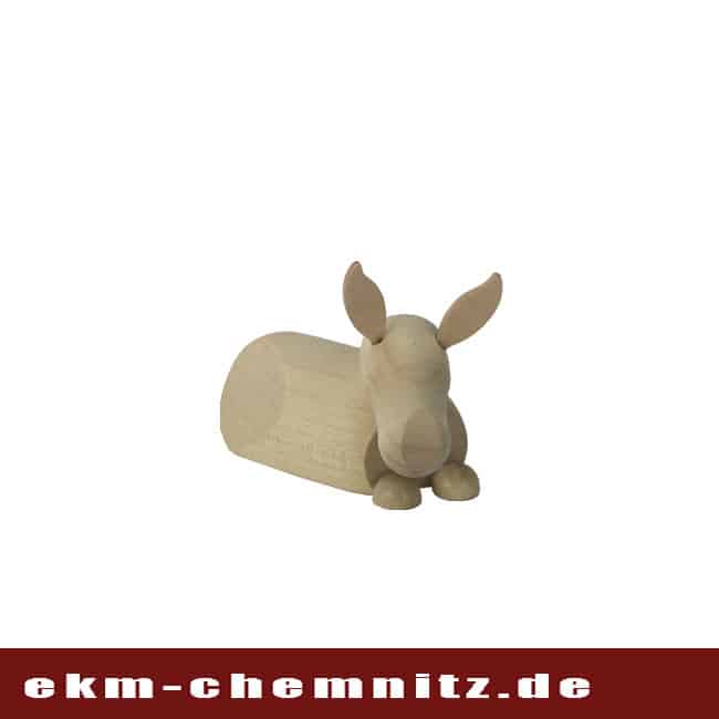 Drechselfigur - Esel groß natur Eine handgearbeitete Drechselfigur aus dem Erzgebirge, der Esel groß, naturfarben mit klaren, modernen Stil.