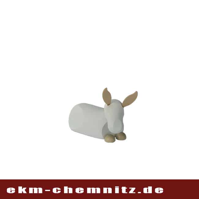 Drechselfigur - Esel klein weiß Bei Ihrer Weihnachtskrippe, darf die Drechselfigur Esel nicht fehlen. Als Sammlerfigur der Firma Hennig in klein natur/weiß.