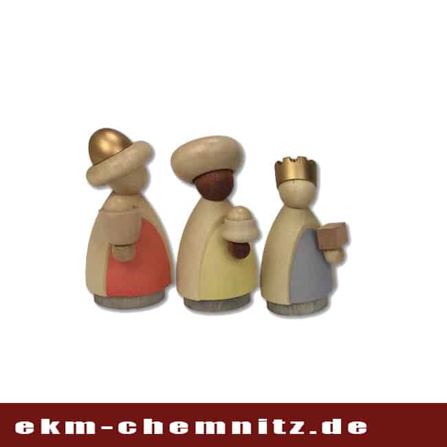 Drechselfigur - Heilige 3 Könige klein lasiert Ergänzend für ihre Krippenfiguren, die Heiligen drei Könige klein lasiert, handgearbeitete Drechselfiguren aus dem Hause Hennig in Deutschneudorf.