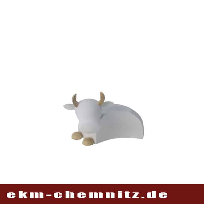 Drechselfigur - Ochse klein weiß Klein und natur/weiß ist der Ochse als moderne Drechselfigur eine wundervolle Ergänzung zu ihren Krippenfiguren.