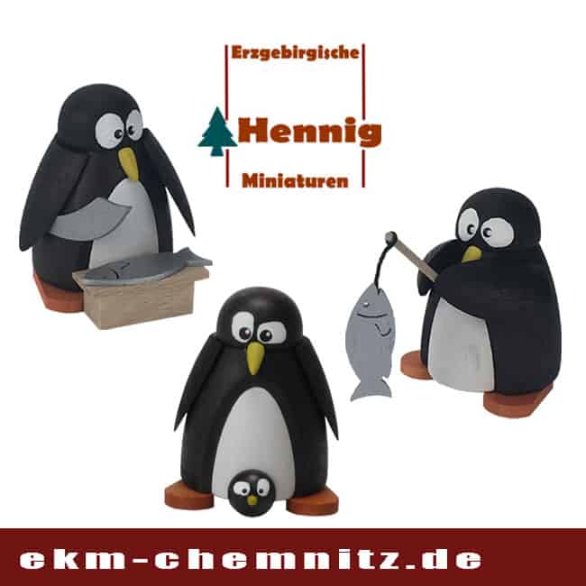 Sammel- und Drechselfiguren Pinguine Die gedrechselten Pinguine der Firma H. Hennig, sind lustig anzuschauen. Witzige Sammelfiguren mit den unterschiedlichsten Motiven.