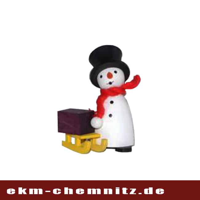 Drechselfigur - Schneemann mit Schlitten Freude beim sammeln und dekorieren bringt auch der Schneemann mit Schlitten als Drechselfigur zu Ihnen nach hause.
