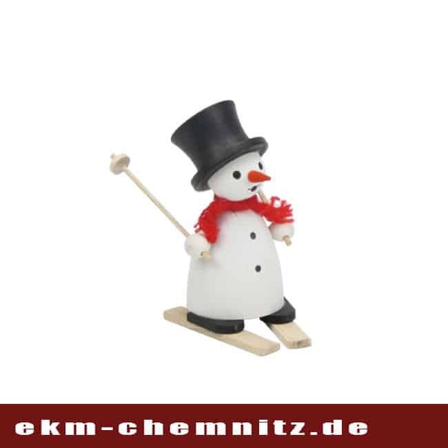 Drechselfigur - Schneemann mit Ski Auch der Schneemann ist ein Fan vom Wintersport, wie die Drechselfigur Schneemann auf Ski zeigt. Eine tolle Sammelfigur für groß und klein.