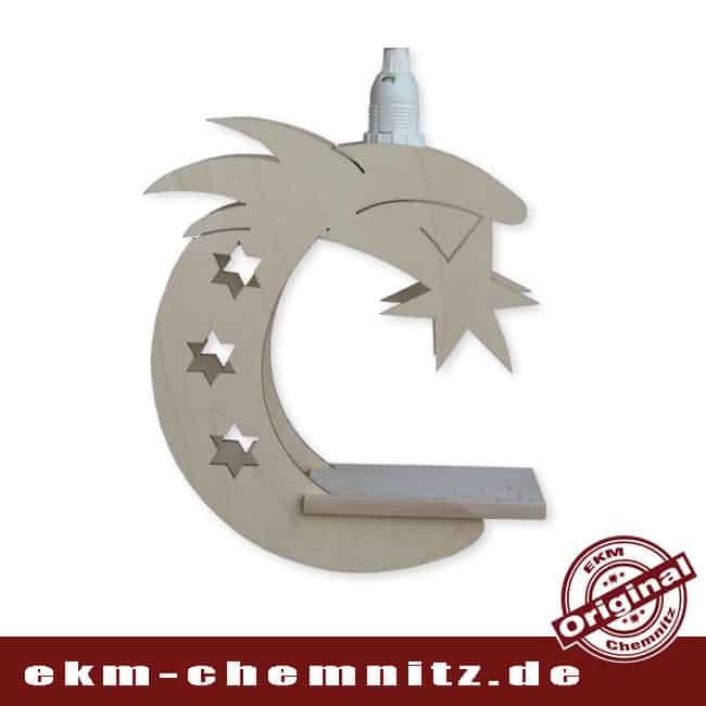 Fensterbild Erzgebirge - Mond unbestückt Ein Fensterbild zu Weihnachten im winterlichen Erzgebirge, in Form des Mondes. Unbestückt können sie nach Herzenslust ihr Fensterbild selber dekorieren. Inkl.Leuchtmittel 15W E14