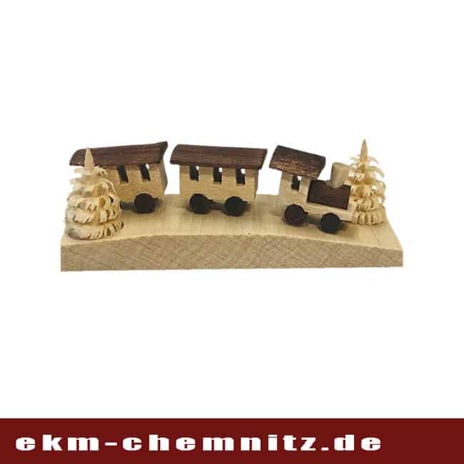 Miniatur Eisenbahn auf Brettchen natur Diese Eisenbahn auf Brettchen in natur ist eine kleine Miniatur.
