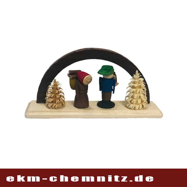 Miniatur Schwibbogen Waldleute braun Waldleute nehmen platz unter diesem Miniatur Schwibbogen.