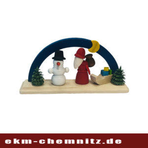 Der Weihnachtsmann unter blauen Bogen gehört zu den Miniaturen.
